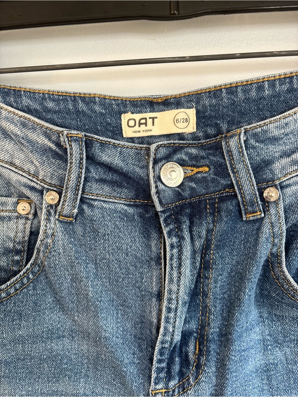 Oat New York Light Blue High Rise Barrel Leg Jeans